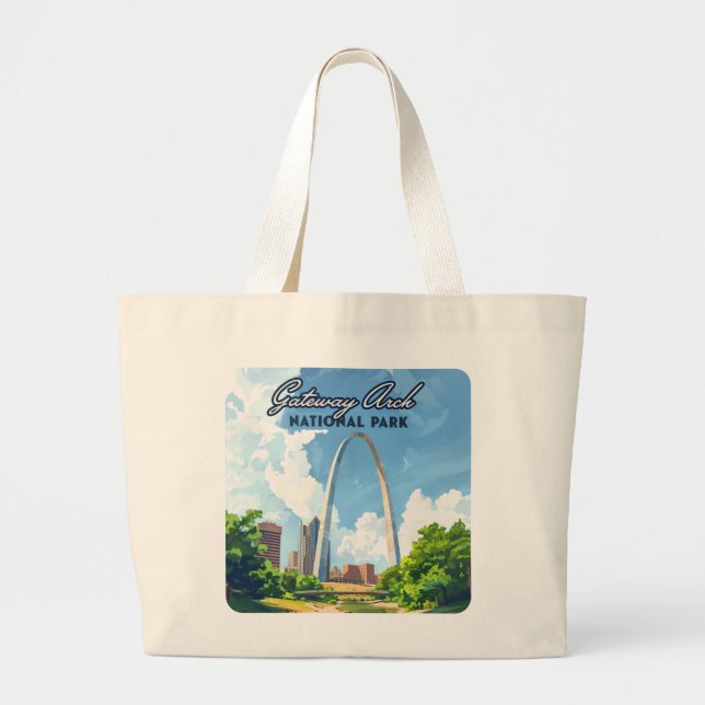 Gateway Arch National Park Missouri St Louis Retro Large Tote Bag (Front)