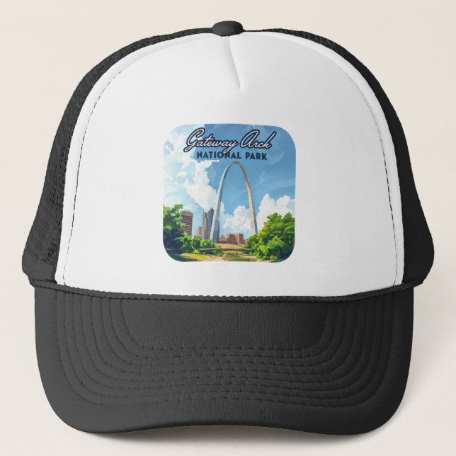 Gateway Arch National Park Missouri St Louis Retro Trucker Hat (Front)