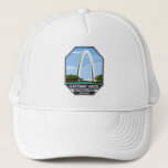 Gateway Arch National Park Missouri Trucker Hat<br><div class="desc">Gateway Arch vector artwork design. The park is located in St. Louis,  Missouri,  near the starting point of the Lewis and Clark Expedition.</div>
