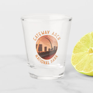 Gateway Arch National Park Retro Distressed Circle Shot Glass