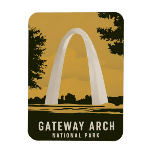 Gateway Arch National Park Retro Travel Art Magnet