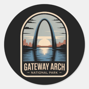 Gateway Arch National Park Sunset Badge Classic Round Sticker