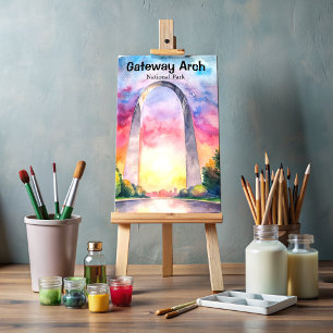 Gateway Arch National Park Watercolor Postcard