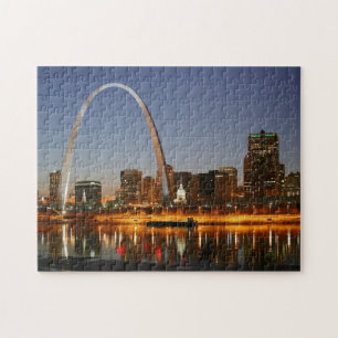 Gateway Arch St. Louis Mississippi at Night Jigsaw Puzzle