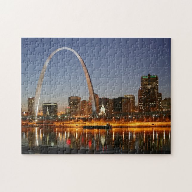 Gateway Arch St. Louis Mississippi at Night Jigsaw Puzzle (Horizontal)