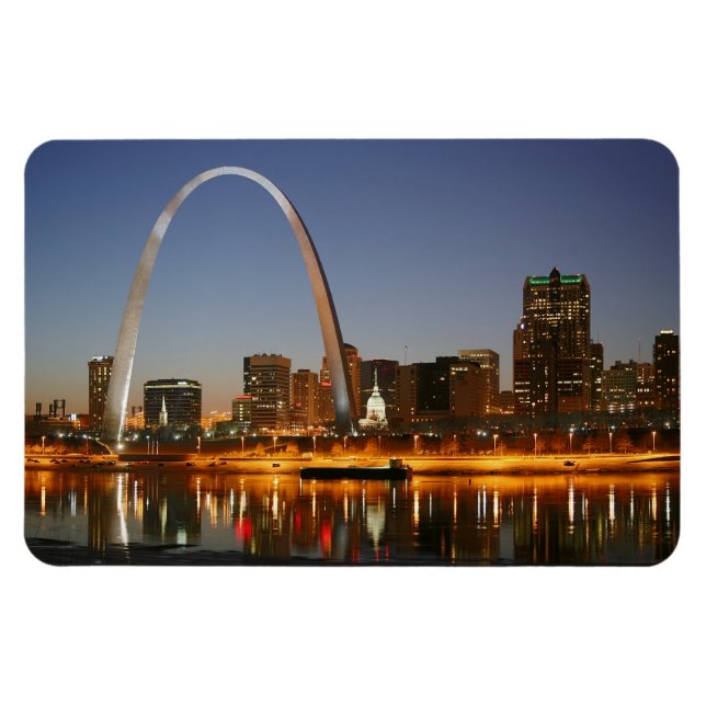 Gateway Arch St. Louis Mississippi at Night Magnet (Horizontal)