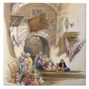 Gateway of a Bazaar, Grand Cairo, pub. 1846 (litho Tile