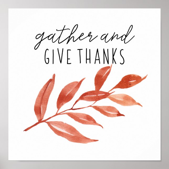 Gather and Give Thanks Happy Thanksgiving Poster (Front)