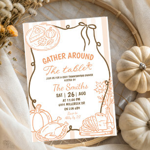Gather Around The Table Thanksgiving Party Invitation