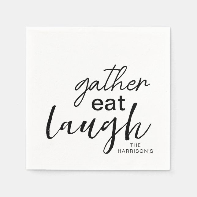 Gather Eat Laugh Personalised Napkin (Front)