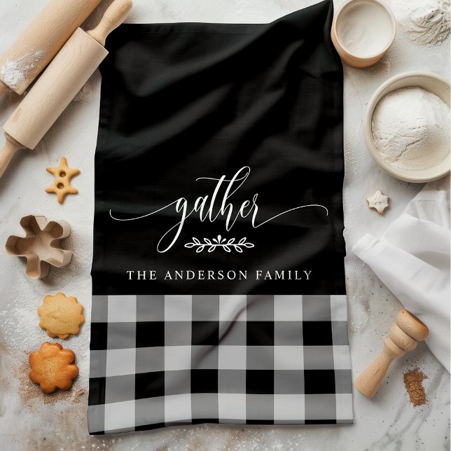 Gather Fall Black & White Buffalo Check Tea Towel (Creator Uploaded)