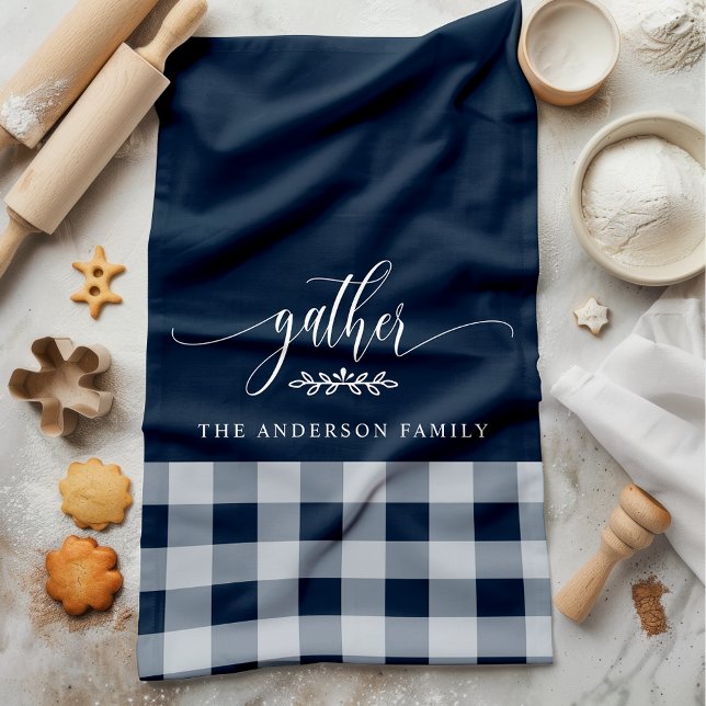 Gather Fall Navy & White Buffalo Check Tea Towel (Creator Uploaded)