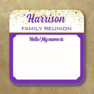 Gather! Family Reunion name tag stickers