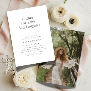 Gather For Love Budget Cheap Bridal Shower Photo Invitation