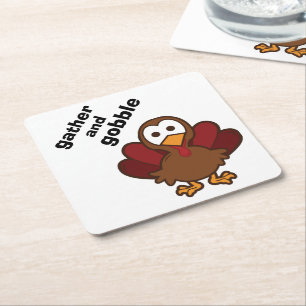 Gather & Gobble Turkey Thanksgiving Party Coasters