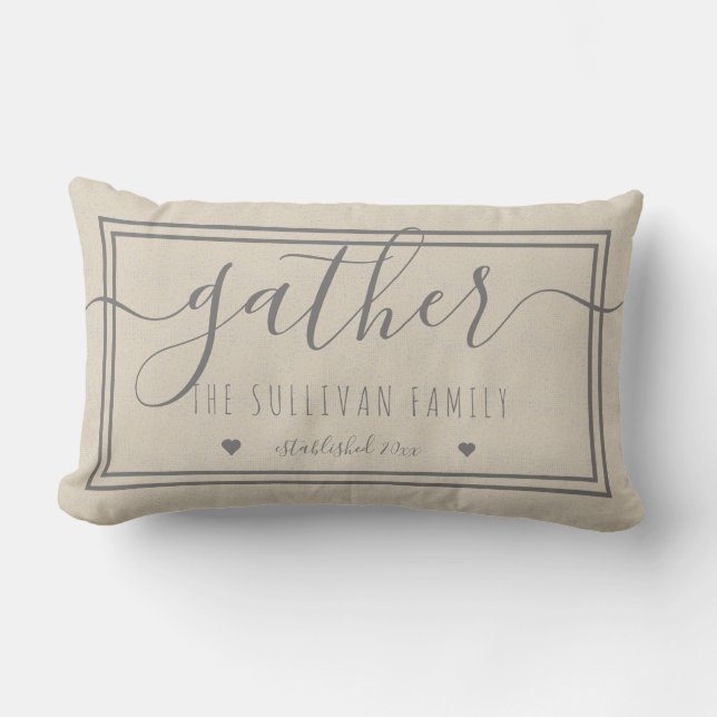 Gather | Home Family Name | Date Farmhouse Lumbar Cushion (Front)