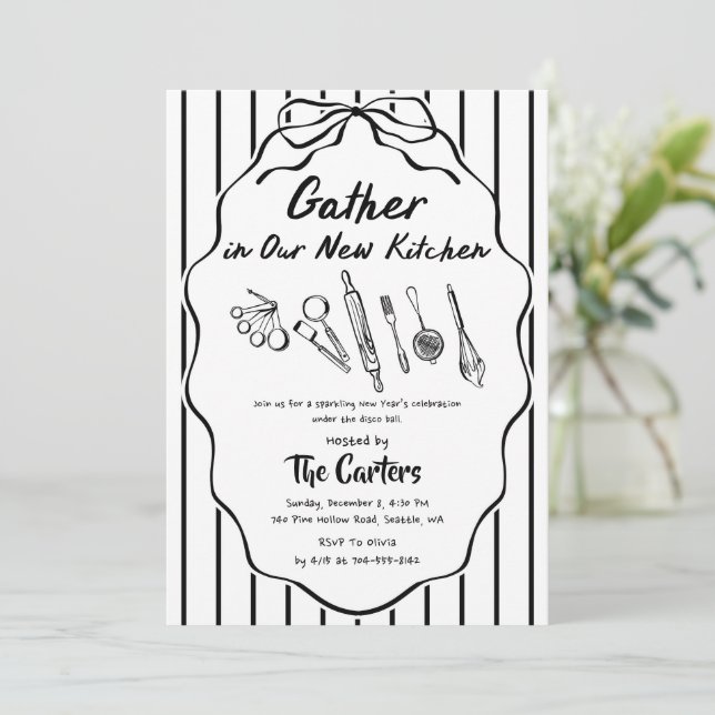 Gather in Our New Kitchen Housewarming Invitation (Standing Front)