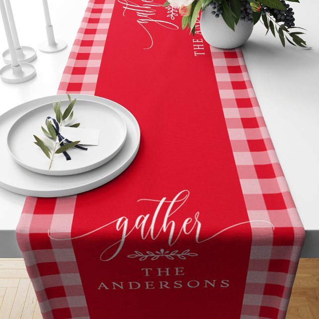 Gather Red Buffalo Check Fall Thanksgiving Short Table Runner (Creator Uploaded)