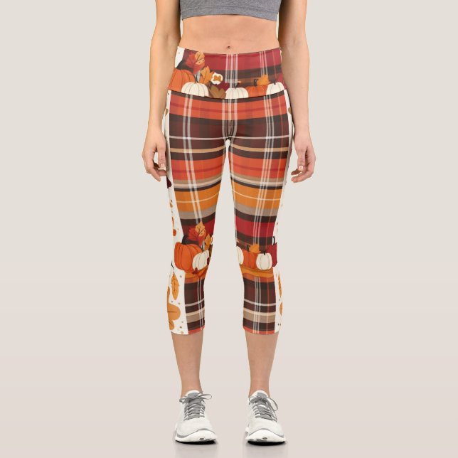 Gather 'Round the Plaid Capri Leggings (Front)