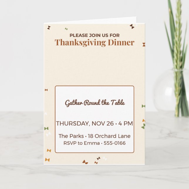 Gather Round the Table Thanksgiving Dinner Invite (Front)