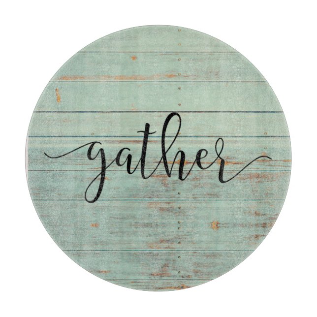 Gather Script Wood Sage Green Vintage Cutting Board (Front)