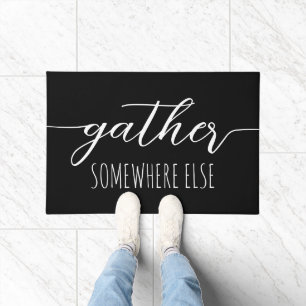 Gather Somewhere Else Fun Introvert Black Doormat