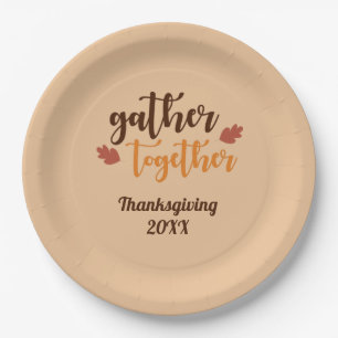 Gather Together Thanksgiving Autumn Colours Paper Plate