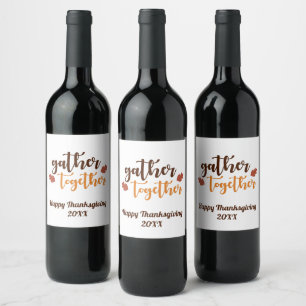 Gather Together Thanksgiving Autumn Colours Wine Label