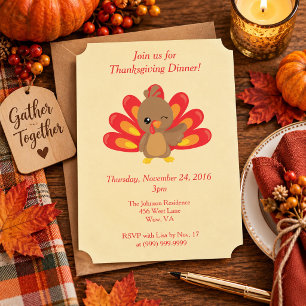 Gather Together Warm Family Thanksgiving Dinner Invitation