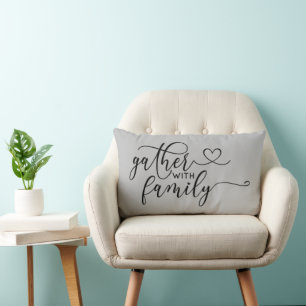 Gather with Family Farmhouse  Lumbar Cushion