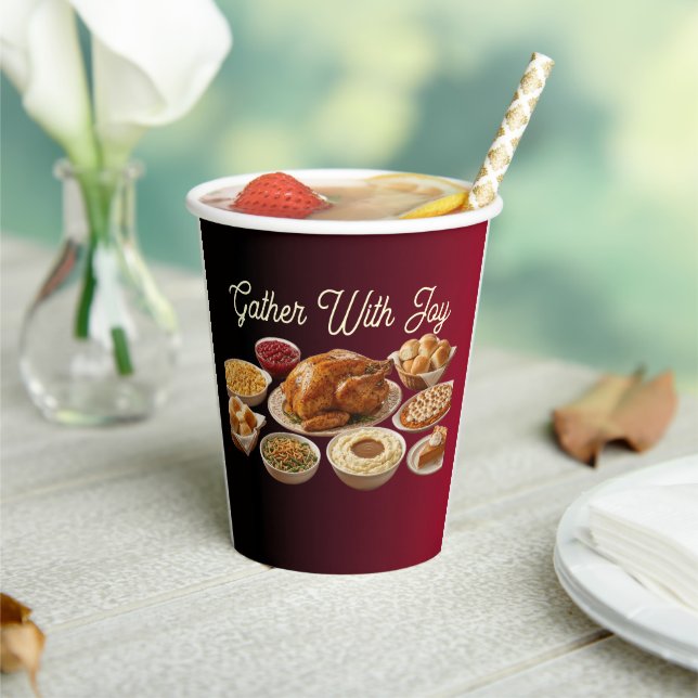 Gather With Joy Harvest Feast Disposable Paper Cup (Insitu)