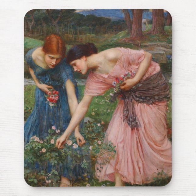 Gather Ye Rosebuds by John W. Waterhouse Mouse Pad (Front)