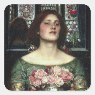 'Gather Ye Rosebuds While Ye May' John William Wat Square Sticker