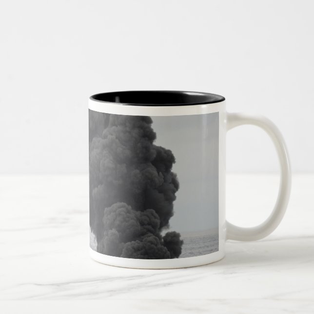 Gathered concentrated oil burns Two-Tone coffee mug (Right)
