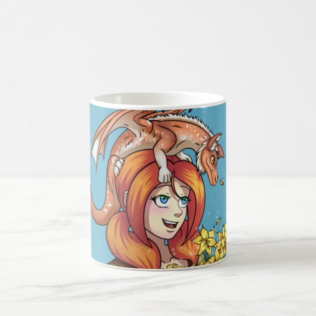 Gathering Flowers with a Dragon Coffee Mug (Center)
