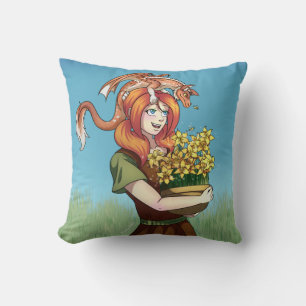 Gathering Flowers with a Dragon Cushion