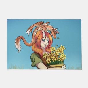 Gathering Flowers with a Dragon Doormat