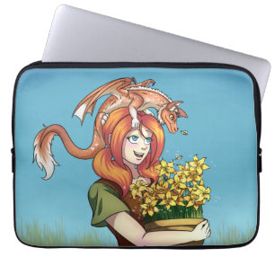 Gathering Flowers with a Dragon Laptop Sleeve