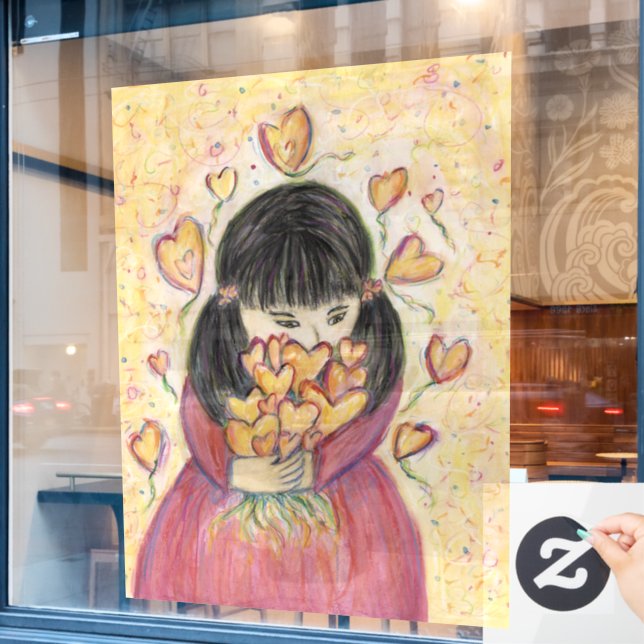 Gathering Love Hearts Art Decoration Window Clings (Cafe Window)