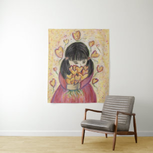 Gathering Love Hearts Art Tapestry Wall Hanging