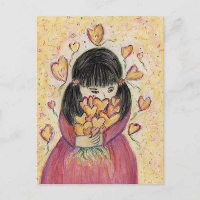 Gathering Love Hearts Custom Art Note Postcard (Front)