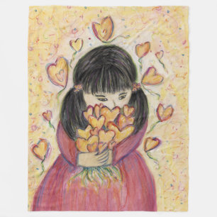 Gathering Love Hearts Soft Fleece Cosy Blanket