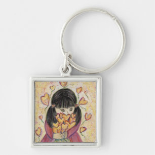 Gathering Love Hearts Square Keychain
