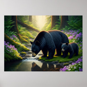 Gatlinburg Smoky Mountains: Black Bear Harmony Poster