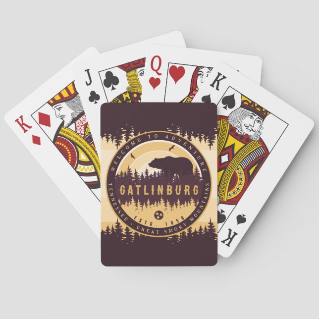 Gatlinburg Tennessee Bear Pine Trees Nature Playing Cards (Back)