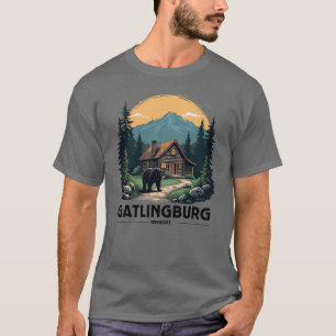 Gatlinburg Tennessee Cabin and Black Bear T-Shirt