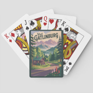 Gatlinburg Tennessee Cabin Travel Art Vintage Playing Cards