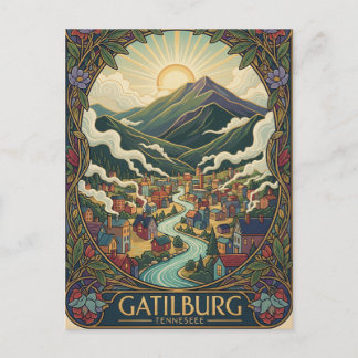 Gatlinburg Tennessee Illustration Vintage design Postcard