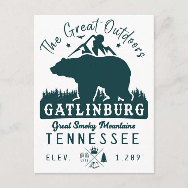 Gatlinburg Tennessee Minimalist Camping Souvenirs Postcard (Front)