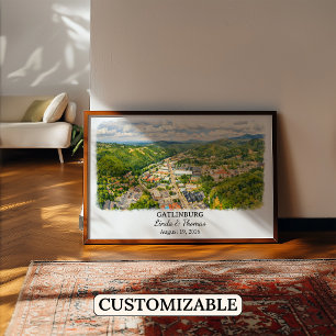 Gatlinburg Tennessee Poster, Watercolor, Custom Poster